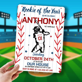 Invitación Rookie Of The Year | Baseball 1ST Birthday Party