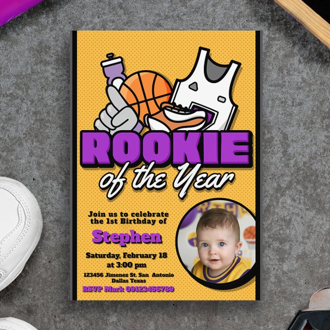 Invitación Rookie of the Year - Basketball with Photo (Rookie of the Year - Basketball with Photo Invitation)