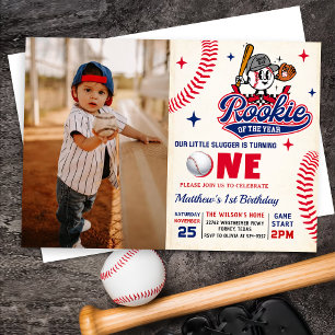 Invitación Rookie retro del año Primer cumpleaños del béisbol