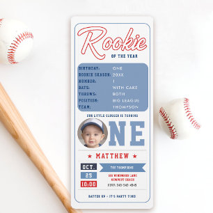 Invitación Rookie Stats de Béisbol Pic Ticket Boy Primer cump