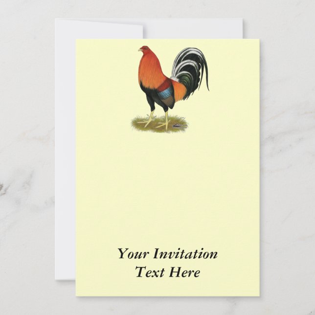 Invitación Rooster de rueda de juego (Anverso)