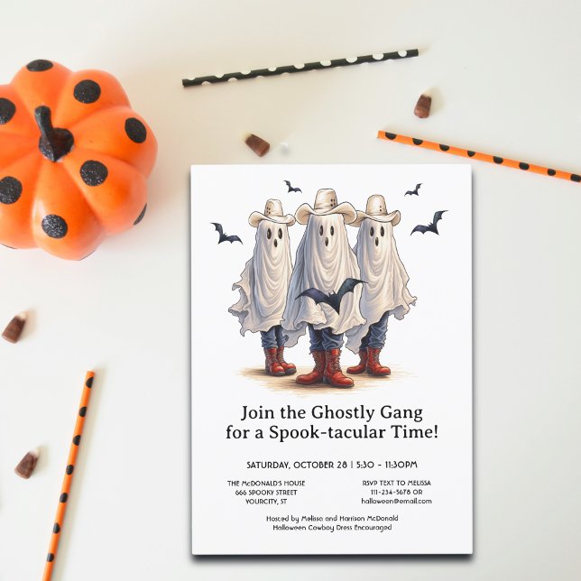 Invitación Rootin’ Tootin’ Cowboy fantasea Halloween Occident (Personalize your invitation with your event details. Have a Spook-tacular Halloween!)