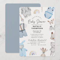 Ropa azul para bebés y juguete Baby Shower