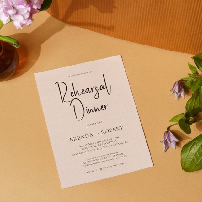 Invitación Ropa beige Sencillo ensayo de escritura blanca Cen (Subido por el creador)