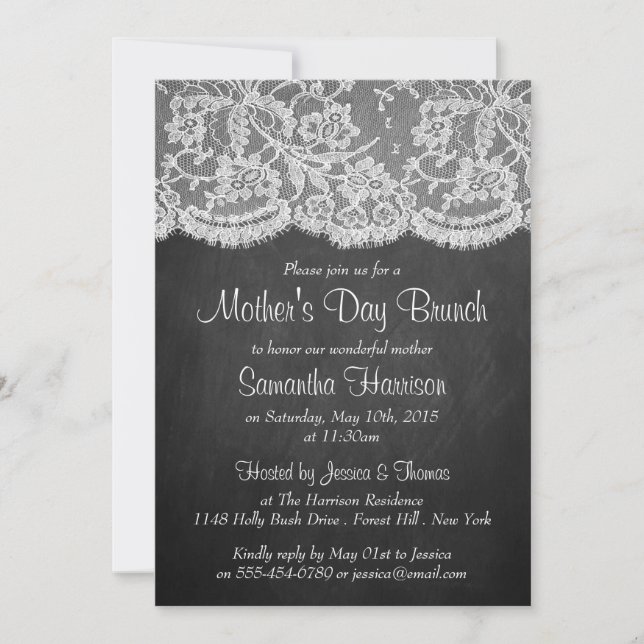 Invitación Ropa blanca en brunch del Día de la Madre (Anverso)