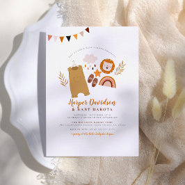 Invitación Ropa Boho y Naranja lindo arcoiris Baby Shower