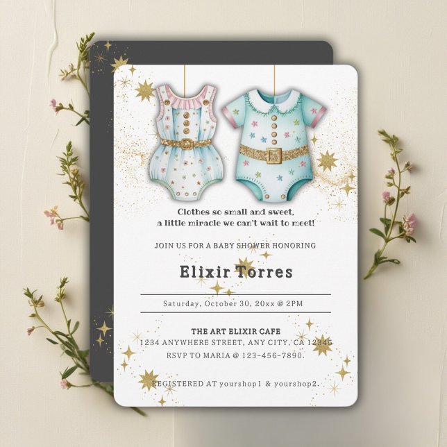 Invitación Ropa capilar sincera de género Baby Shower neutro (Subido por el creador)