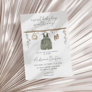 Invitación Ropa de Acuarela Boho Bliss Niño Baby Shower