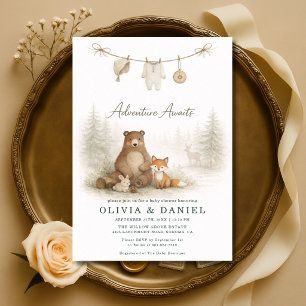 Invitación Ropa de Bebé Animales del Bosque Ducha para Pareja