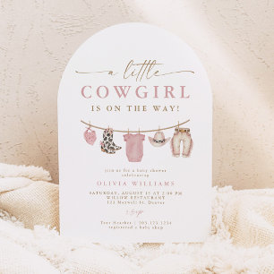 Invitación Ropa de bebé Arch Baby Clothesline Little Cowgirl