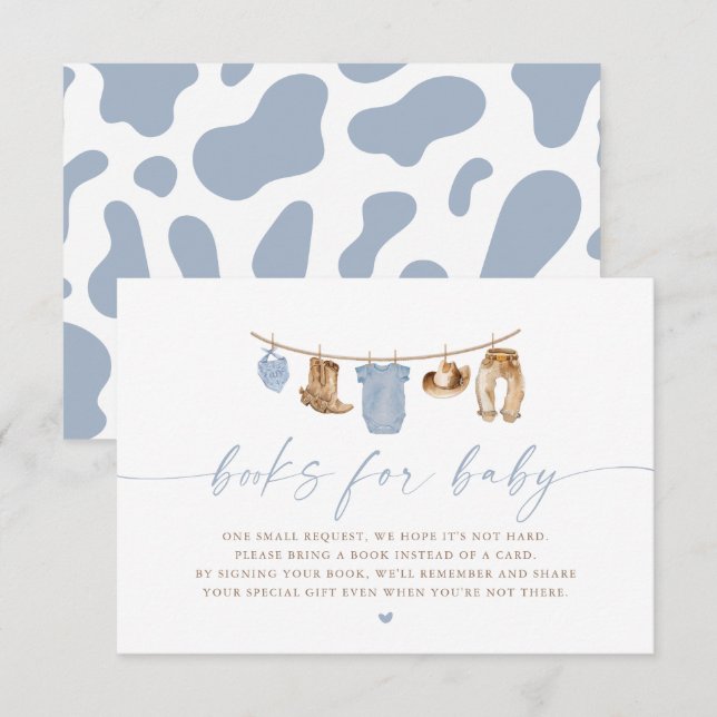 Invitación Ropa de bebé azul línea de Bebé Vaquero Pequeño Sh (Anverso / Reverso)