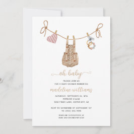 Invitación Ropa de Bebé BOHO Neutral Oh Baby Shower