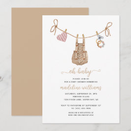 Invitación Ropa de Bebé BOHO Neutral Oh Baby Shower
