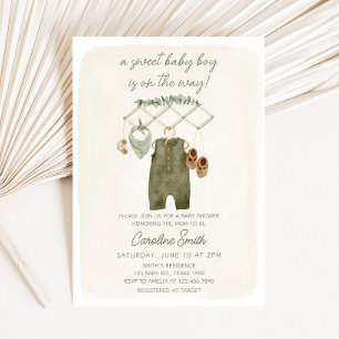Invitación Ropa de bebé boho niño Cumpleaños del bebé