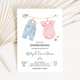 Invitación Ropa de bebé boho Revelación de género