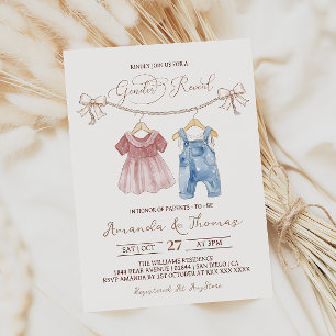 Invitación Ropa de bebé boho revelación de género