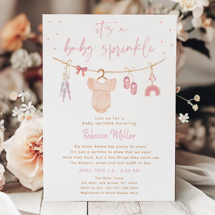 Invitación Ropa de bebé Boho Ropa rosa Rubor