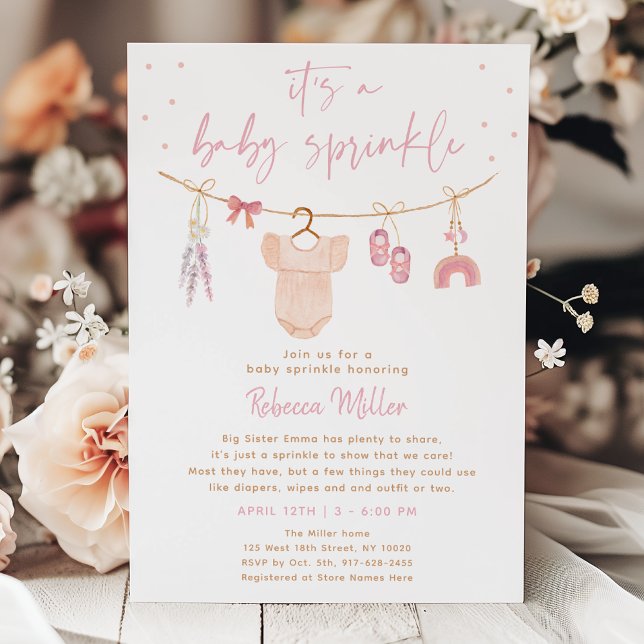 Invitación Ropa de bebé Boho Ropa rosa Rubor (Subido por el creador)