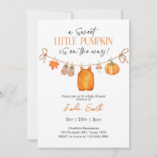 Invitación Ropa de bebé Caída Calabaza Ducha de bebé