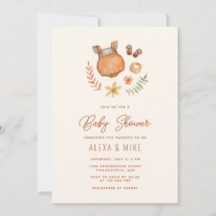 Invitación Ropa de Bebé Caída Género Baby Shower Neutral