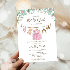 Invitación Ropa de bebé Chica Boho Baby Shower
