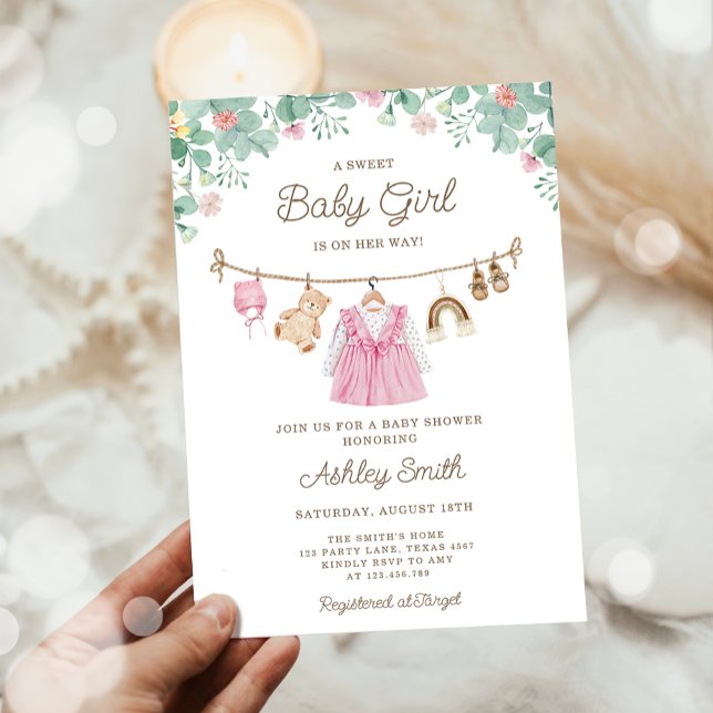Invitación Ropa de bebé Chica Boho Baby Shower (Subido por el creador)