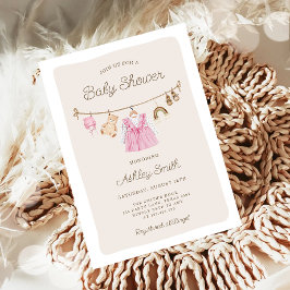 Invitación Ropa de bebé Chica Boho Baby Shower