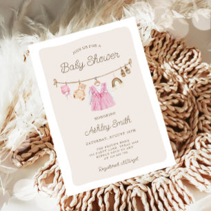 Invitación Ropa de bebé Chica Boho Baby Shower