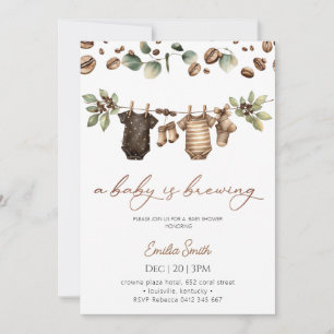 Invitación Ropa de bebé Coffee Bean clothesline  Baby Shower 