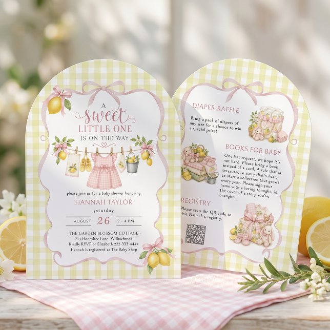 Invitación Ropa de bebé Cuerda de tender Limón Fiesta de bien (Subido por el creador)