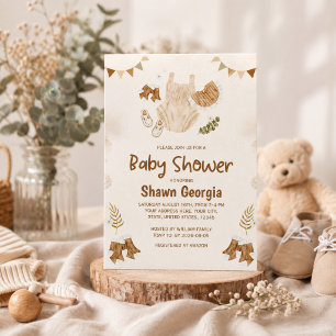 Invitación Ropa de bebé de acuarela neutra boho Regalo de beb
