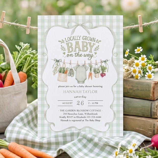 Invitación Ropa de bebé de cosecha local Baby Shower (Subido por el creador)