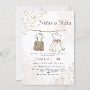 Invitación Ropa de bebé de flores silvestres revelan género e