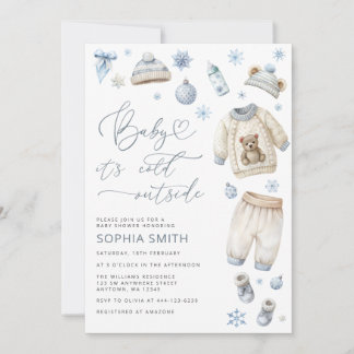 Invitación Ropa de bebé de invierno Todo en uno para baby sho