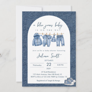 Invitación Ropa de bebé de mezclilla Blue Jeans Baby Línea de