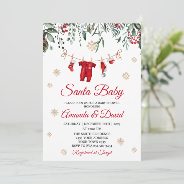 Invitación Ropa de bebé de Santa bebé en línea de ropa de Nav (Anverso de pie)