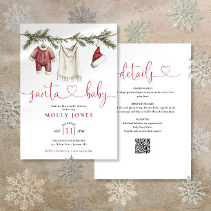 Invitación Ropa de bebé de Santa Claus en una cuerda para Bab