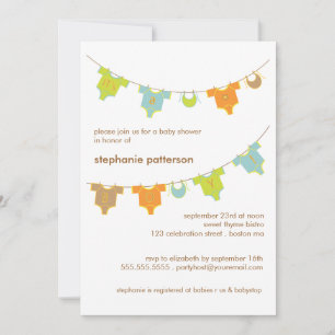 Invitación Ropa de bebé dulce LIne es un niño Baby Shower