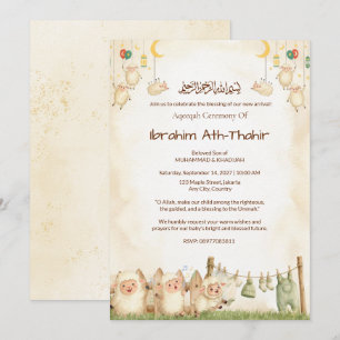 Invitación Ropa de bebé dulce niño Islámico Aqeeqah Lentern
