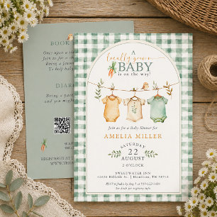Invitación Ropa de bebé ecológica y de cosecha local Baby Sho