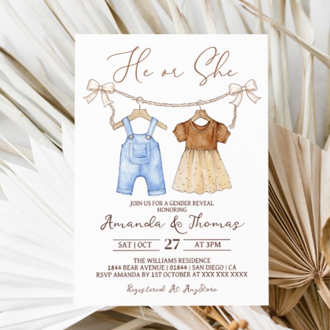 Invitación Ropa de bebé Él o Ella Revelación de género (Subido por el creador)