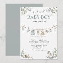 Ropa de bebé en aquarela Baby Shower