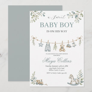 Invitación Ropa de bebé en aquarela Baby Shower