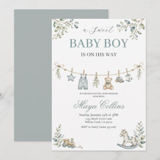 Invitación Ropa de bebé en aquarela Baby Shower