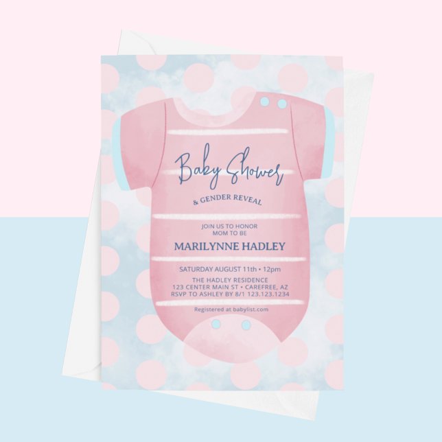 Invitación Ropa de bebé género revelan Baby Shower (Subido por el creador)