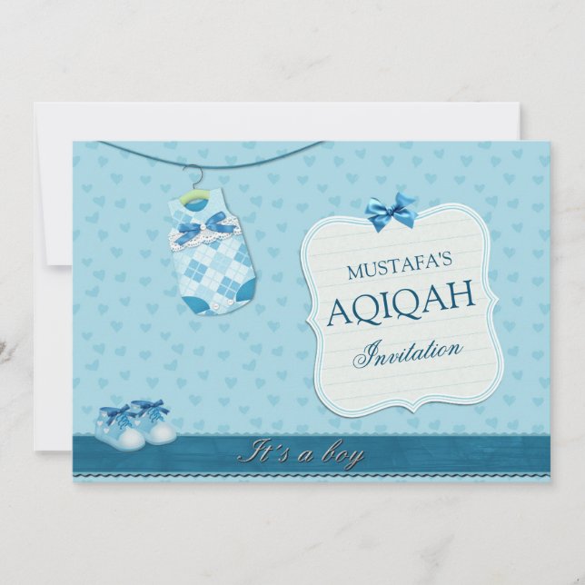Invitación Ropa de bebé linda Ropa de bebé niño Aqiqah (Anverso)