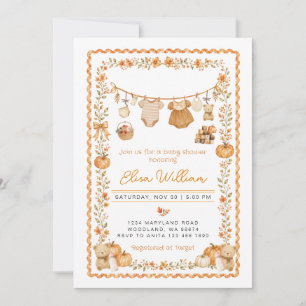 Invitación Ropa de Bebé Línea Dulce Otoño Calabazas Baño Enca