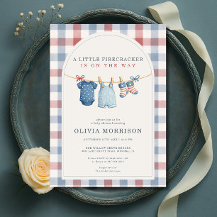 Invitación Ropa de bebé Little Firecracker Baby Shower