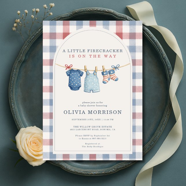 Invitación Ropa de bebé Little Firecracker Baby Shower (Subido por el creador)