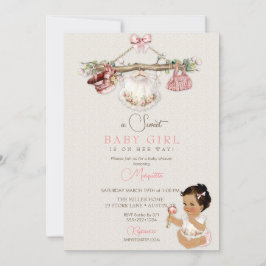 Invitación Ropa de bebé niña Baby Shower Marfil Rosa